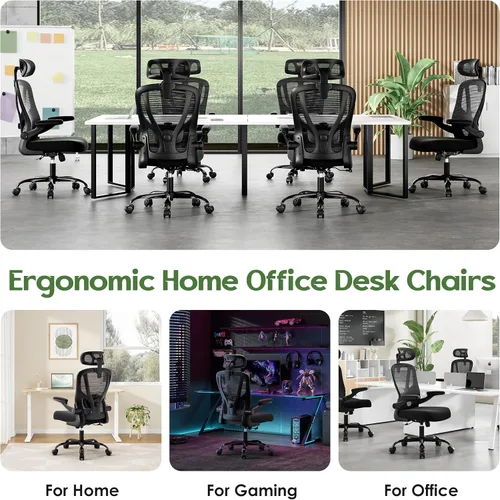 Miniatura 4 de Silla de Oficina Ergonómica de Escritorio - Silla de Oficina de Malla con Respaldo Alto con Reposacabezas Ruedas Soporte Lumbar Sillas de Oficina