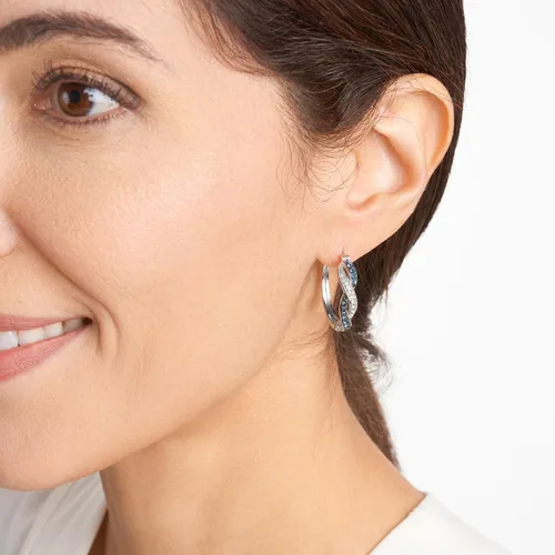 Miniatura 2 de Tienda Collection Sterling Silver Crystal Twisted Hoop Earrings