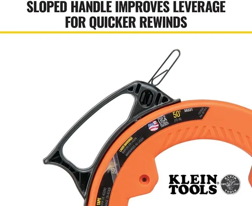 Miniatura 5 de Klein Tools 56331 - Cinta pasacable, extractor de alambre de acero con doble punta de bucle, carcasa y mango optimizados, 1/8 pulgada x 50 pies