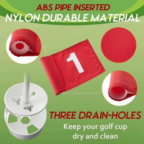 Miniatura 4 de Lewtemi 3 piezas de palo de bandera de golf, bandera verde para patio, todos los 3 pies, taza de agujero de golf desmontable, palos portátiles