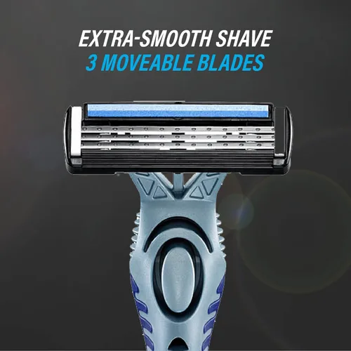 Miniatura 2 de BIC Flex 3, cuchillas de afeitar de triple hoja para hombres, con cabezales de cuchilla móviles para un afeitado suave y cerrado, paquete de 4