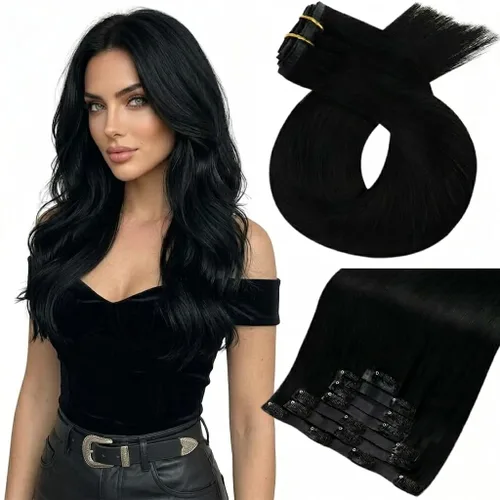 Miniatura 40 de Moresoo - Extensiones de cabello humano con pinzas, sin costuras, con trama, de poliuretano, invisible, cabello humano real, color rubio platino, 7