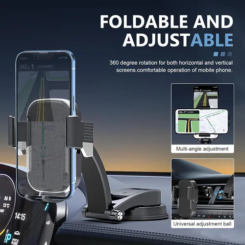 Miniatura 6 de Soporte para teléfono de automóvil, ABS antideslizante y antigolpes, soporte de teléfono para tablero de instrumentos, soporte de celular ajustable