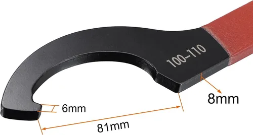 Miniatura 2 de uxcell Llave inglesa de gancho C portabrocas para tuerca redonda de 3.937-4.331 in, con mango antideslizante rojo