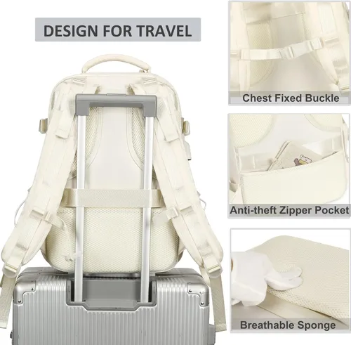 Miniatura 5 de AO ALI VICTORY Mochila de viaje para mujeres y hombres, mochilas para laptop con puerto USB, mochila de equipaje de mano, mochilas grandes