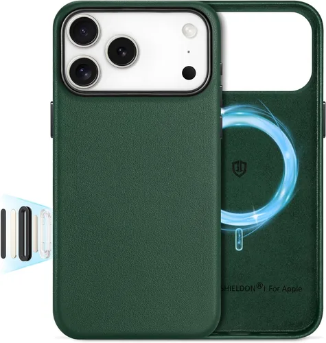 Miniatura 12 de SHIELDON Funda de cuero genuino para iPhone 17 Pro Max de 6.9 pulgadas 2025, [botón de la cámara actualizado], compatible con Magsafe, carga Azul