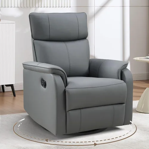 Miniatura 10 de HAOMARKETS Silla reclinable basculante giratoria, sillón reclinable manual de imitación de cuero para adultos, sofá reclinable para cuarto del bebé