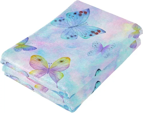 Miniatura 5 de Toalla de baño de mano con diseño de mariposa, color morado, rosa, mágica, colorida, toalla para grifo de baño, toallas de baño, flores, hojas