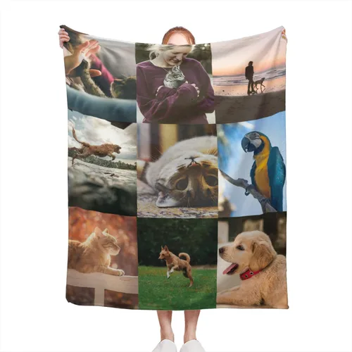 Miniatura 8 de Manta personalizada con fotos, manta personalizada de franela de collage de fotos, regalo personalizado para mascotas, amigos, parejas, cumpleaños