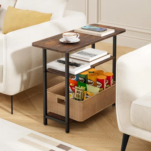 Miniatura 7 de SLEEPING LAMB Mesa auxiliar para sala de estar, mesa auxiliar de 3 niveles para espacios pequeños con superficie de almacenamiento amplia, mesita