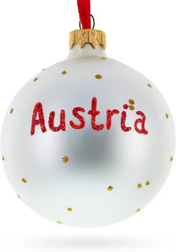 Miniatura 2 de Bandera de Austria Bola de Vidrio Adorno de Navidad 3,25 Pulgadas