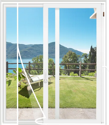 Miniatura 13 de MAGZO Puerta mosquitera magnética, se adapta a puertas de 32'' x 80'' (tamaño de malla de 34'' x 81''), apertura desplazada izquierda y derecha, Gris