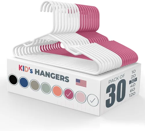 Miniatura 28 de Perchas de plástico para niños de 12 pulgadas, paquete de 10 unidades, fabricadas en los Estados Unidos, capacidad de 5 libras, perchas para ropa