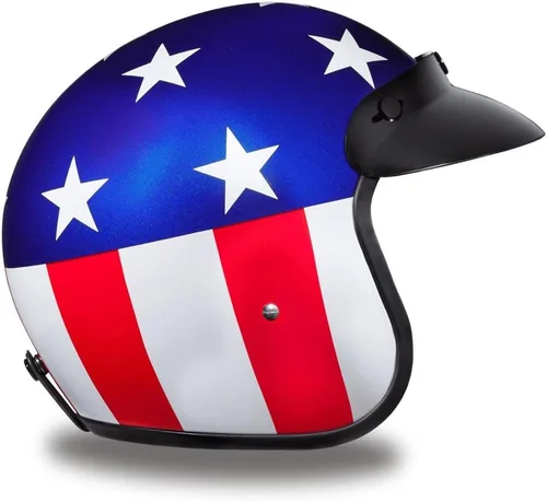 Miniatura 3 de Daytona Helmets Casco de motocicleta de cara abierta de 3/4 – Aprobado por DOT [Capitán América] [S]
