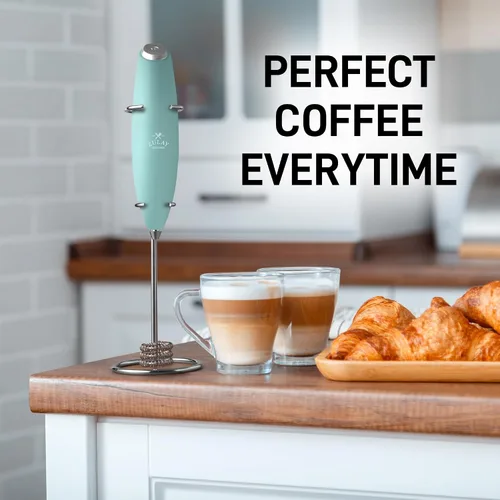 Miniatura 525 de Zulay Milk Boss Espumador de leche potente manual, hace espuma para latte, batidor para mezclar bebidas, café, miniespumador para capuchino, frappé