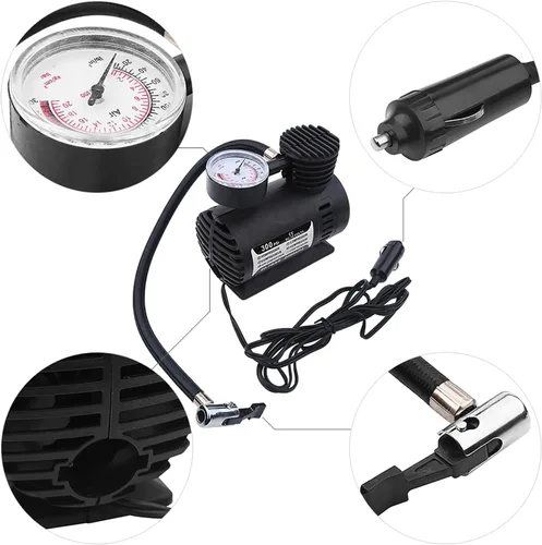 Miniatura 5 de GLOGLOW Inflador de neumáticos, 300PSI 12V compresor de aire portátil bomba de aire con manómetro para globos de coche, fútbol, baloncesto