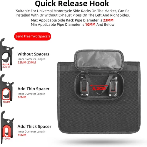 Miniatura 4 de Rhinowalk Alforja para motocicleta, 13 L, impermeable, bolsa de equipaje de liberación rápida para motocicleta de viaje (negro, 1 unidad)