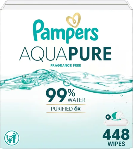 Miniatura 25 de Pampers Aqua Pure Toallitas para bebé, 99% agua, sin fragancia, 336 toallitas para bebé en total (6 paquetes con tapa de apertura)
