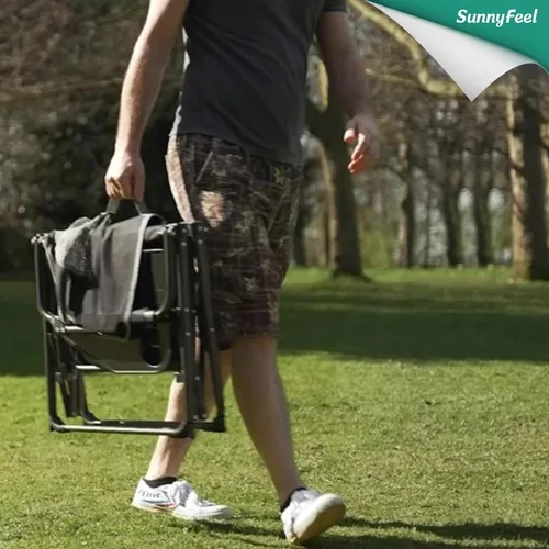 Miniatura 2 de SUNNYFEEL Silla de directores de camping, resistente, silla plegable portátil de gran tamaño con mesa auxiliar, bolsillo para playa, pesca, viaje