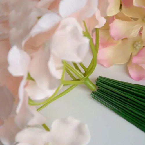 Miniatura 5 de Joleully- 100 varillas de plástico con diseño floral, varillas de flores artificiales, alambre de flores verdes, ideal para manualidades, 6.7 in