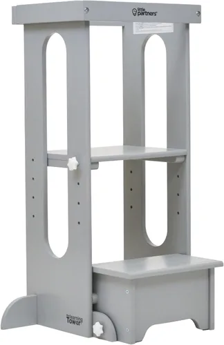 Little Partners Torre Plegable para Niños Pequeños, Torre de Aprendizaje Explore 'N Store Montessori Torre de Cocina de Pie con Plataforma de Blanco