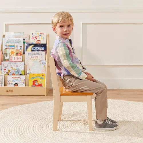 Miniatura 12 de ECR4Kids Hideaway - Juego de mesa y silla, muebles para niños, color miel/blanco antiguo, 3 piezas