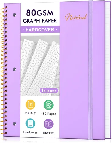 Miniatura 11 de Cuaderno de espiral de papel rayado universitario de 8 x 10-1/2 pulgadas, cuaderno espiral de 1 materia de papel de 80 GSM, páginas perforadas