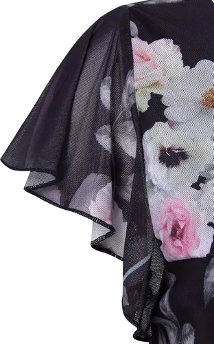 Miniatura 3 de Furnex Blusa de manga corta para mujer, de malla plisada, blusas florales de verano