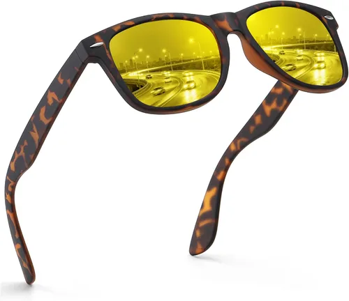 Miniatura 71 de FEIDUSUN Lentes de sol polarizados para hombre y mujer, lentes de sol retro negros para conducir, pescar, protección UV