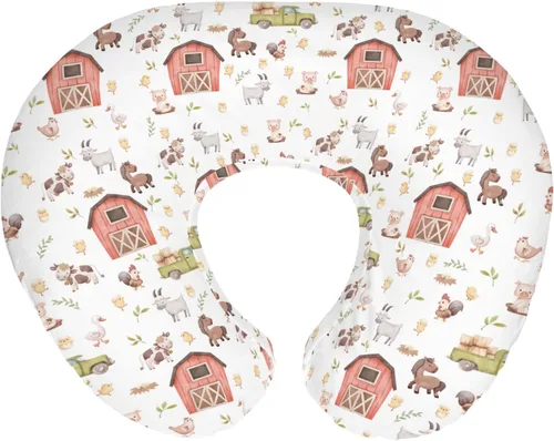 Miniatura 11 de Lindas fundas de almohada de lactancia de animales de granja para niños y niñas, vaca, gallo, cabra, pato, cerdo, funda de almohada de lactancia