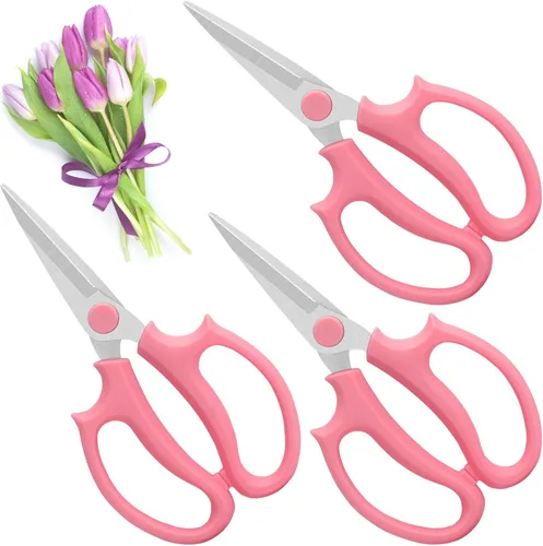 Miniatura 9 de 3 piezas de tijeras de jardín para flores, tijeras florales de podar, tijeras de flores de acero inoxidable con mangos de agarre cómodos, cortadoras