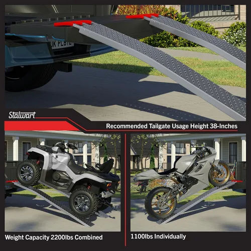 Miniatura 6 de Rampas de carga – Juego de dos rampas de 69 pulgadas para ATV, motocicletas, cortacéspedes, carritos y más – Juego de rampas de coche de capacidad