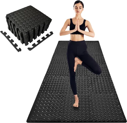 Alfombrillas de espuma entrelazadas de 3 x 6 pies (paquete de 18) – Tapetes de gimnasio de 0.4 pulgadas de grosor para entrenamientos en casa,