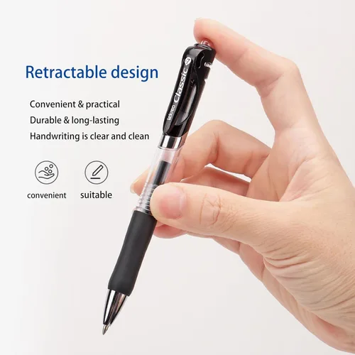 Miniatura 4 de Bolígrafos retráctiles clásicos de gel Lekreo, punta fina de 0.7mm (tinta negra - 12 paquetes)