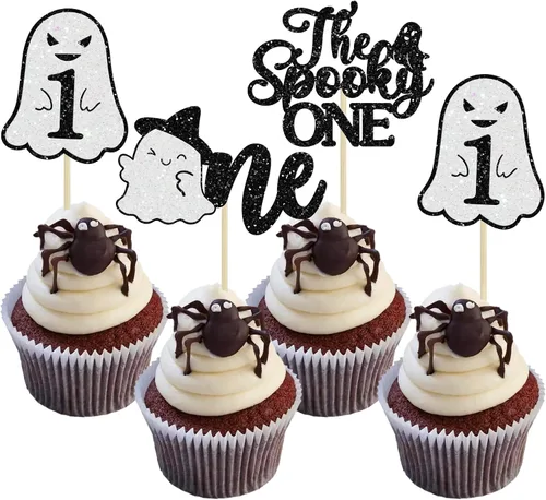 Miniatura 16 de Gyufise 1 pieza de decoración de pastel de cumpleaños con purpurina montada de terror clásico de Halloween para temática de terror sangriento