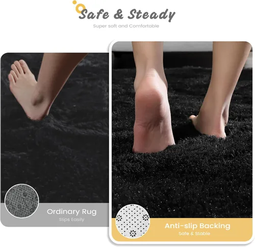 Miniatura 6 de Alfombras suaves para dormitorio, sala de estar, alfombra mullida de felpa de 9 x 11 pies, alfombra peluda que no desprende para guardería