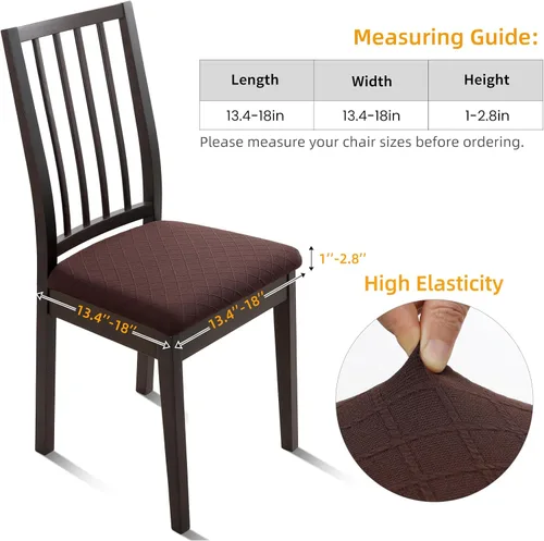 Miniatura 4 de Fuloon Fundas de Cojines de Asiento Impermeables 6 Piezas, Fundas de Asiento de Silla de Jacquard Elásticas Fundas Deslizables de Asiento Lavables