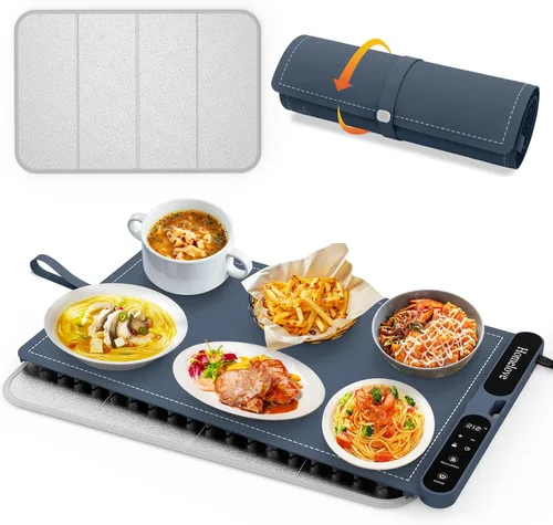 Miniatura 11 de Homelove Tapete de calentamiento para alimentos – Bandeja de calentamiento eléctrica rápida de superficie completa con 7 ajustes de temperatura