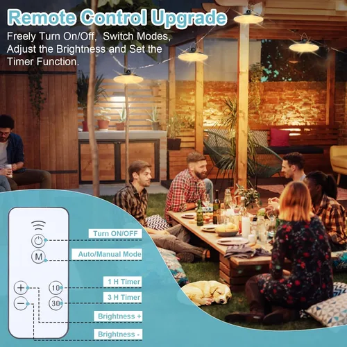 Miniatura 3 de Luces colgantes solares para exteriores IP65 impermeables, 4 cabezales de luces solares con interruptor remoto de encendido/apagado, regulables