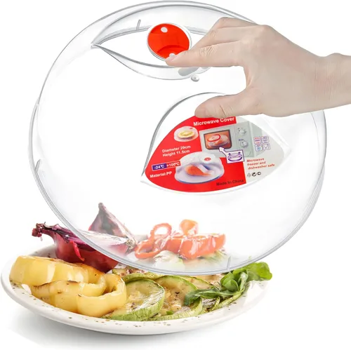 Miniatura 8 de Tapa grande para microondas contra salpicaduras para alimentos, cubierta de microondas con rejillas de ventilación de vapor, 3.8 cm, libre de BPA