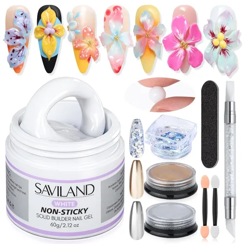 Miniatura 10 de SAVILAND Kit de Gel de Uñas Constructor Sólido No Pegajoso: Kit de Inicio de Arte de Uñas 3D Escultura de Uñas Gel Sólido Duro de Larga Duración
