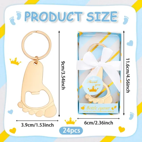 Miniatura 2 de Llavero de pie para bebé, 24 piezas, abrebotellas, huella de huella, llavero abrebotellas, llavero para abrebotellas de pie pequeño, llavero