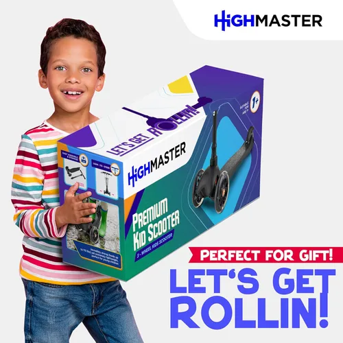 Miniatura 9 de HighMaster - Patinete para niños – Patinete de 3 ruedas para niños y niños pequeños – Manillar ajustable con luces LED en las ruedas – Diversión