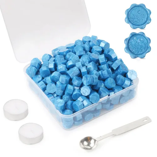 Miniatura 18 de Juego de 300 cuentas de cera de sellado dorado champán para sello de cera con velas y cuchara de fusión, perfecto para tarjetas de Navidad