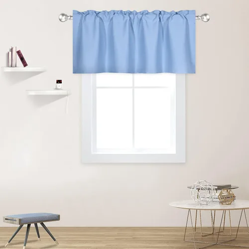 Miniatura 19 de DECOVSUN Cenefas Aqua para ventanas de cocina, con bolsillo para barra, opacas, con aislamiento térmico, 1 panel de 42 x 18 pulgadas