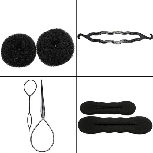 Miniatura 3 de 73 piezas de herramientas para trenzar el cabello con moño de peluca de cabello marrón, herramientas de peinado para el cabello, accesorios