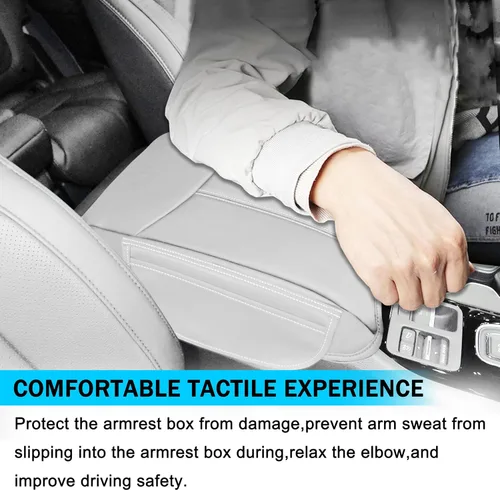 Miniatura 2 de Funda para reposabrazos para Honda Pilot 2023, 2024, 2025, 2026, funda de cuero antiarañazos, protector de reposabrazos de cuero antiarañazos, Gris