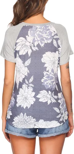 Miniatura 5 de Ekouaer Camisetas de maternidad para mujer, manga raglán, doble capa, para embarazo, verano