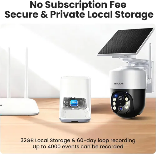 Miniatura 5 de SOLIOM Cámaras de seguridad inalámbricas para exteriores, 4K Ultra HD para día y noche, sin suscripción, radar integrado, cámaras alimentadas por