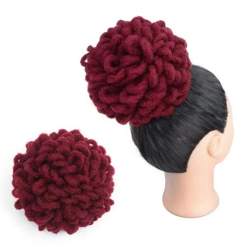 Miniatura 23 de Yinmei Baibian Loc Cola de Caballo con Cordón Moño de Pétalos Moños de Rastas Afro Rojas Cola de Caballo Rizado Hinchado Trenza Colas de Caballo